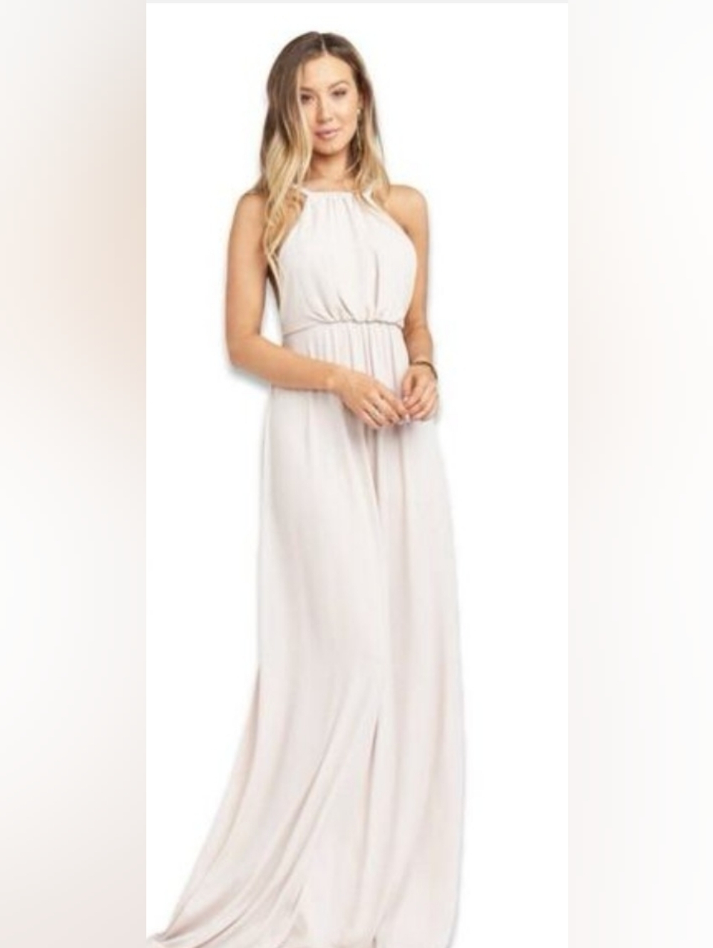 Show Me Your Mumu Backless Spaghetti-Strap Maxi, Flowy, Boho Flowy Dress White